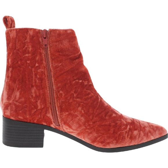 New Retro Journee Collection AQUA Orange Velvet Ankle Lace-up Boots, Sz 10 - Picture 2 of 5